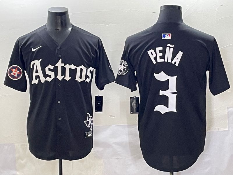 Men 2025 Houston Astros #3 Pena Black Five generations Joint Name Nike MLB Jersey style 23